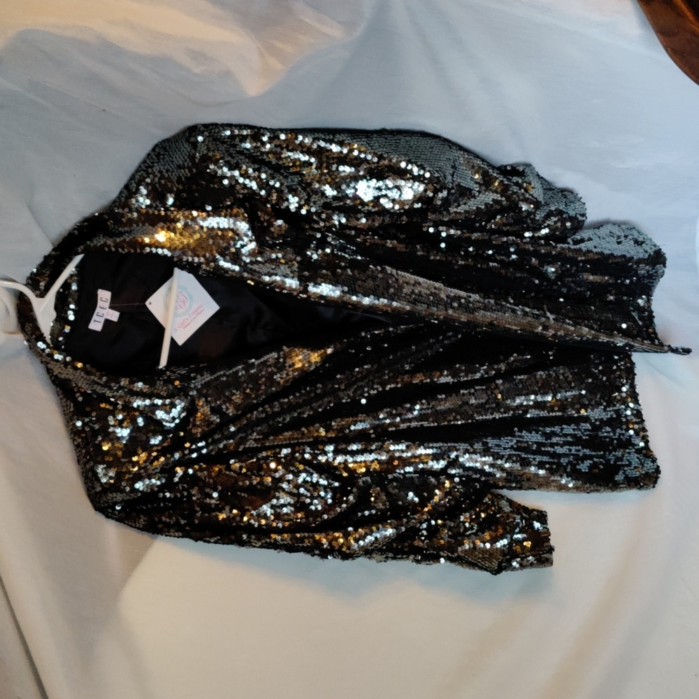 Gunmetal sequin jacket NWT